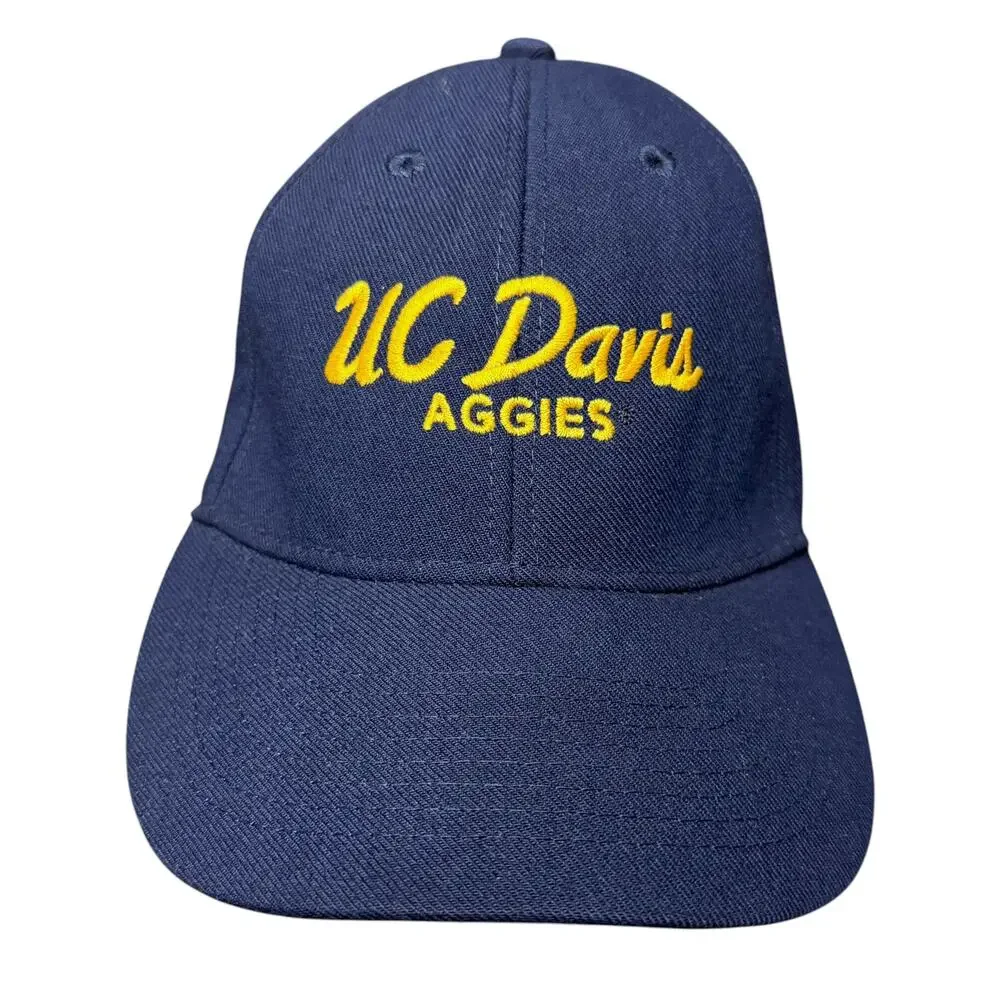 UC Davis Aggies Strapback Hat Cap Blue Yellow Rare Italics Legacy Football